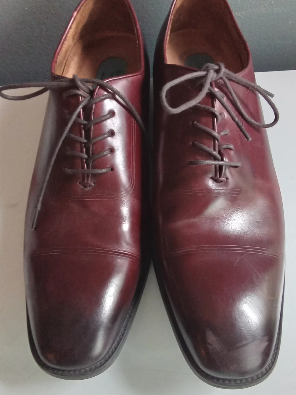Awearness Kenneth Cole Mens Burgundy‎ Leather Cap Toe Oxford Dress Shoes